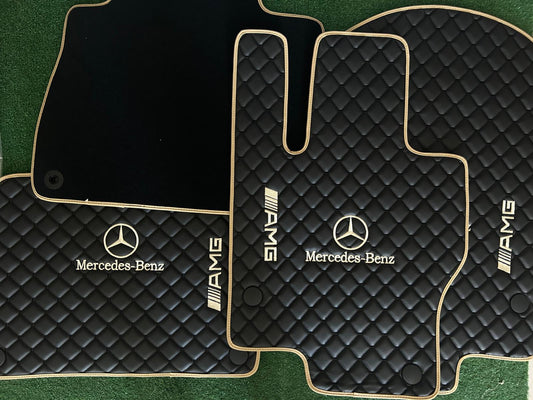 Mercedes Benz AMG Leder fußmatten für alle Modelle Maßgeschneidert