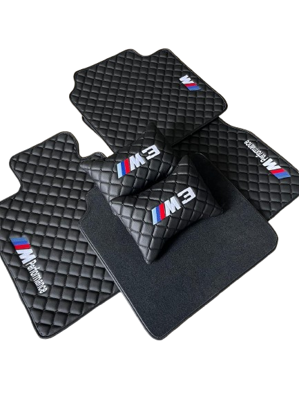 For BMW M3 Serie Leder Fußmatten Set Mit 2 Kissen