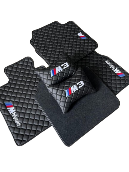 For BMW M3 Serie Leder Fußmatten Set Mit 2 Kissen