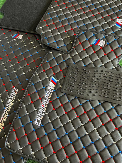 For BMW M Performance Leder Fußmatten Maßgeschneidert