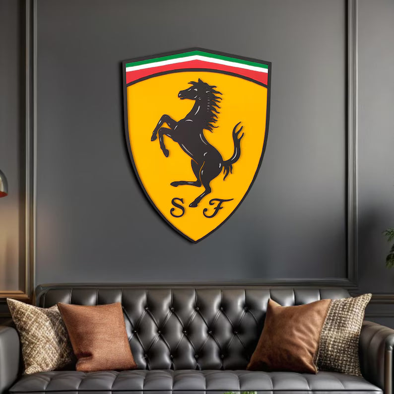 Ferrari Wandschild für die Garage Deko Wandkunst